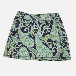Talbots Womens LP Paisley Skort Navy Green White Stretchy Lined Activewear 4199